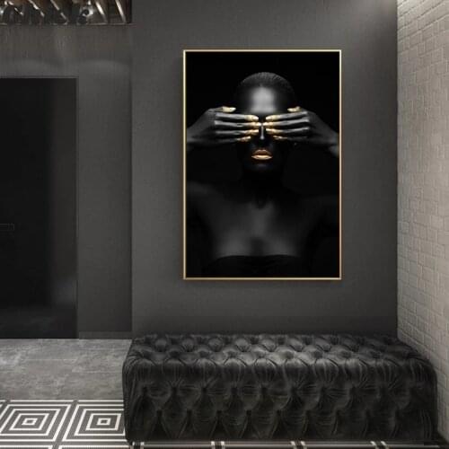 Black Gold Woman Portrait Canvas Painting Picture Posters And Prints Scandinavian Wall Art Living Room Home Decoration Painting