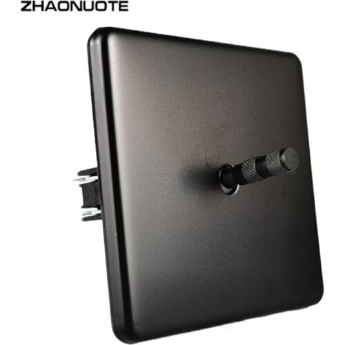 Black Wall Light Switch 1 Gang 2 Gang 2 Way Stainless Steel Panel Toggle Switch Wall EU Socket USB Outlet