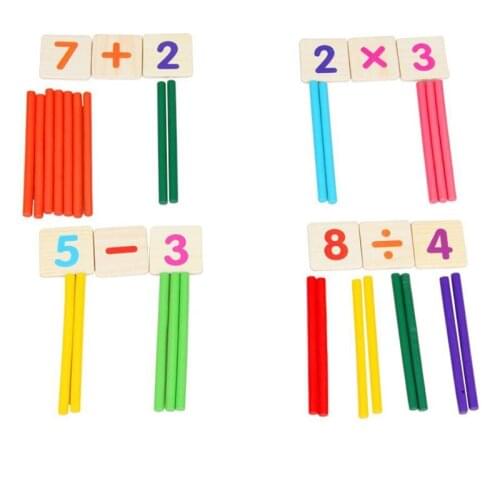 Child Wooden Mathematics Numbers Sticks Math Toys Baby Children Early Learning Counting Educational Toy With Box Kids Gift