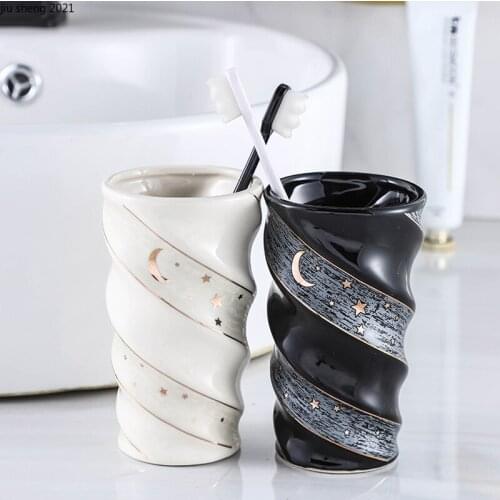 European Ceramic Couple Mouthwash Cup Creative Green Pink Toothbrush Cup Household Toiletries Bathroom Accessories Wedding Gift