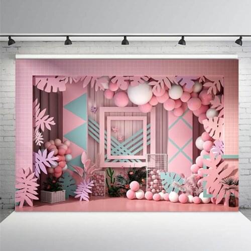 Newborn Photography Background Pink Balloon Baby Portrait Birthday Photocall Summer Backdrop Decorative Props Banner Studio
