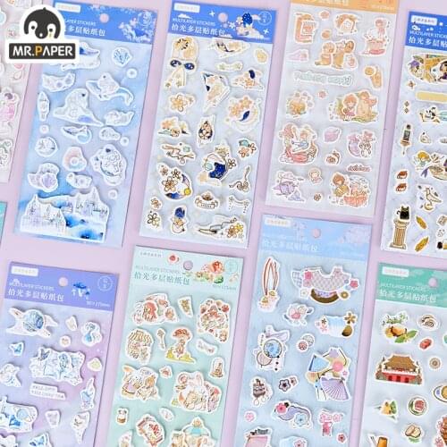 Mr Paper 12 Designs 1 Pc/bag Cartoon StyleIce Orange Paradise Series Hand Account DIY Deco Collage Material Plain Sheet Stickers
