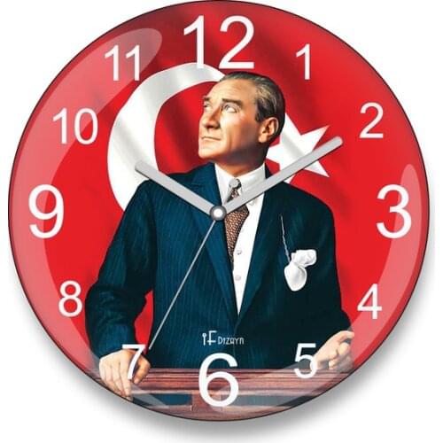 Good Ideas Ataturk and Turkish Flag Bent Glass Wall clock Wall clock