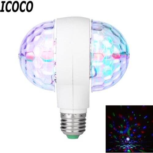 ICOCO LED 6W Rotating Bulb Light with Dual Head Magic Stage Disco Lamp Rotating Double-headed LED Colorful Stage Light Sale