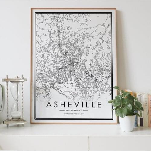 ASHEVILLE city map Nordic Living Room Decoration Canvas Poster Modern Home Decor Art Print Painting