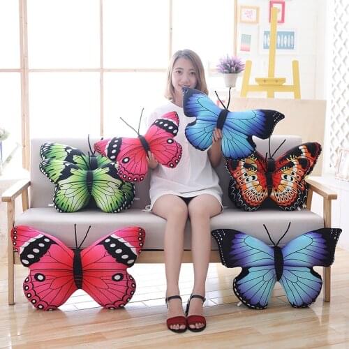 Colorful Throw Pillow Plush Toys Soft Butterfly Stuffed Cushion Kids Girlfriend Gifts