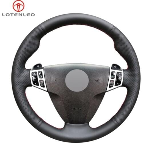 LQTENLEO Black PU Artificial Leather Car Steering Wheel Cover For Saab 9-3 2006 2007 2008 2009 2010 2011 9-5 2006 2007 2008 2009