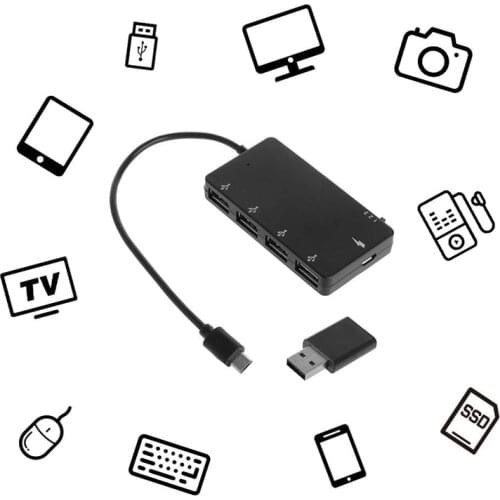 Micro USB OTG 4 Port Hub Power Charging Adapter Cable For Smartphone Tablet
