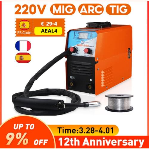 Mini MIG-200 AC220V IGBT MIG MMA TIG Gasless Welder Welding Machine Soldering Tool Welding Equipment