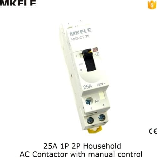 MKWCT-25M manual AC 220V / 240V Universal Home Household AC Contactor Modular Modulus 25Amps 2P 2 Two Poles 35mm DIN Rail Mount