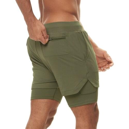 Mens summer running shorts mens sports 2021 new gym casual fitness shorts mens 2-in-1 safety pocket sports shorts