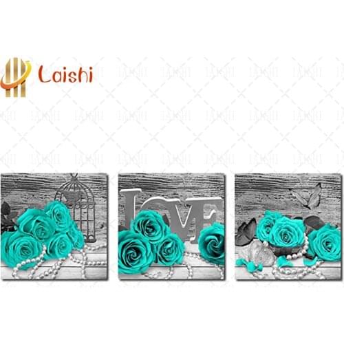 3pcs Diamond Painting Roses, jewelry necklaces, love gifts Cross Stitch Diamond Embroidery Picture Of Rhinestones Home Decor