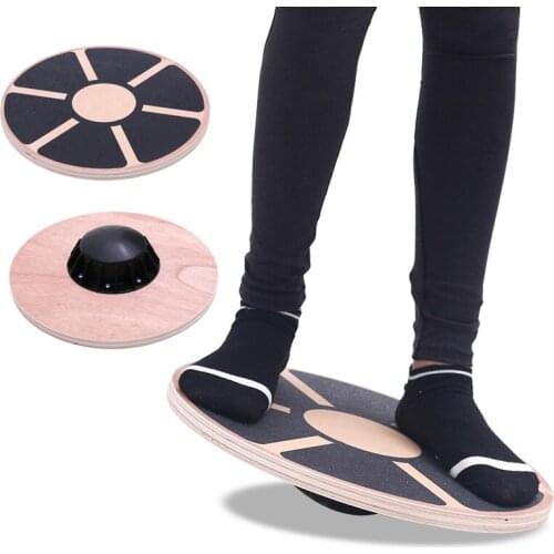 Non-slip Yoga Balance Board Wooden Training Gym Recovery With Base Plate Coordination Rehabilitation Training Fitness Equipment