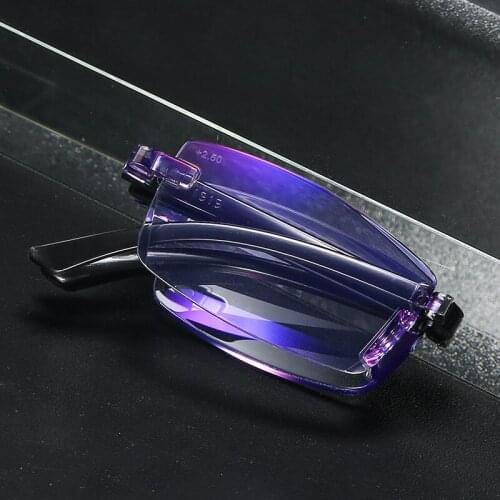 New arrival folding diamond cutting Blue light Blocking reading glasses for Men Women frameless TR90 glasses oculos de leitura