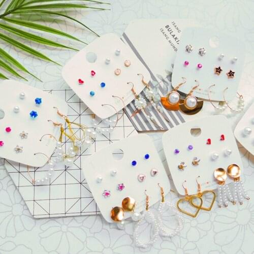 New Womens Handmade Pearl Flower Bohemian Metal Tassel Dangle Earrings Set 2021 Trend Geometric Butterfly Plastic Stud Earrings