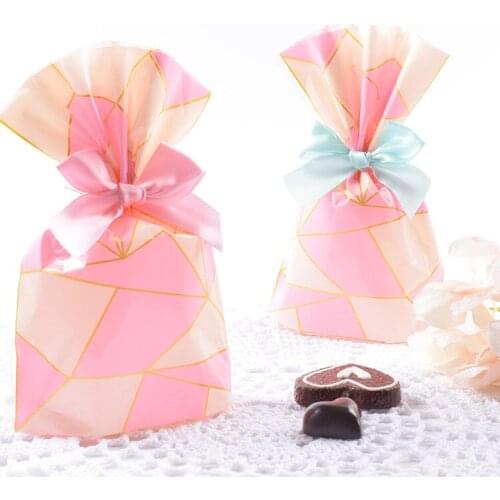 Hot Sale Wholesale 50pcs/lot Pink gold Packaging Bags valentines day Plastic Small Gift Bags wedding decoration gift bag
