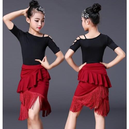 Girls Latin Dance Dresses Performance Dancing Clothing Professional Tassel Latin Dress Girl Stage Dance Clothes for Kids