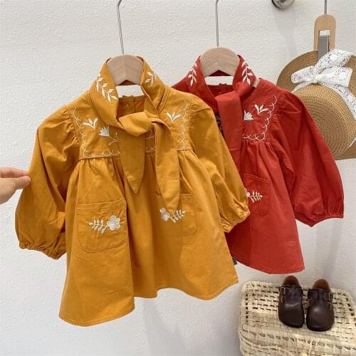 Spring Autumn Baby Girls Dresses 2021 New Kids Fashion Embroidery Princess Dress 2-5 Y Girls Clothing Children Long Sleeve Dress
