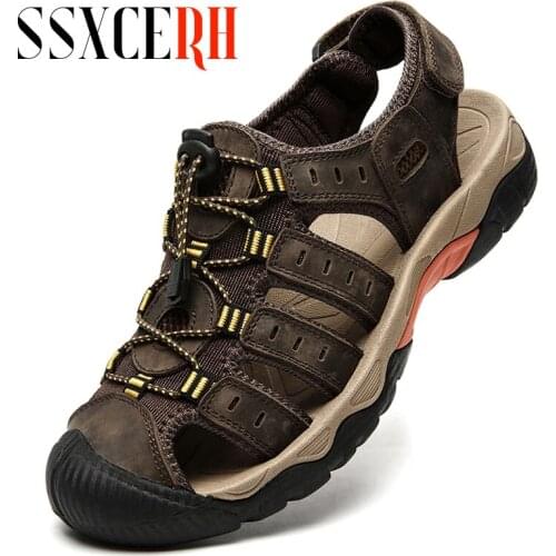 2021 Summer New Fashion Mens Sandals Luxury Brand Leather Comfortable Rome Sandals Outdoor Non-slip Casual Sandals Big Size 48
