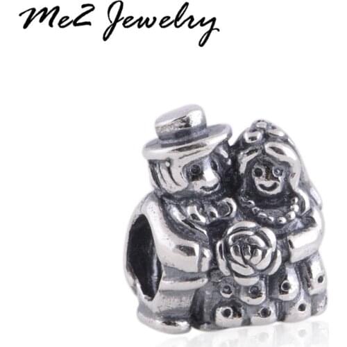 Silver Wedding Lover Charm Fit Original Pan Beads Bracelet for Women Fashion Jewelry Accessories