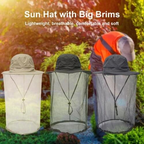 Unisex Fishing Hat Beekeeping Insects Mosquito Net Prevention Cap Mesh Fishing Cap Outdoor Sunshade Neck Head Cover