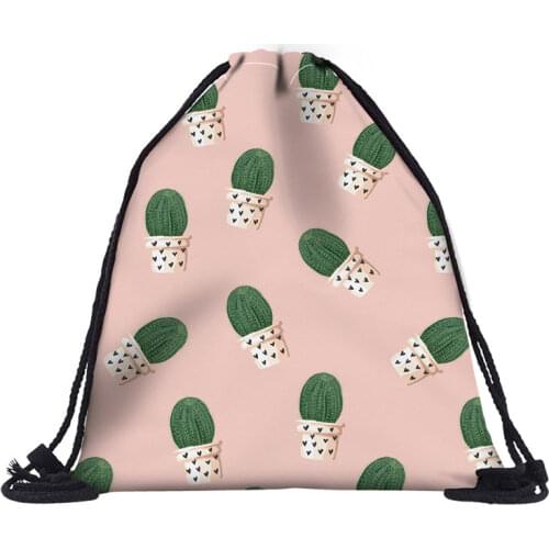 Cactus Drawstring Bag for Girls Travel Storage Package Cartoon School Backpacks Children Birthday Party Favors gift bag