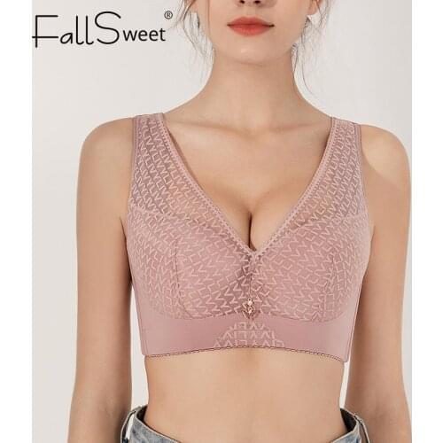 FallSweet Plus Size Bras for Women Lace Sexy Lingerie Push Up Underwear Female Vest Bralette C D E Cup