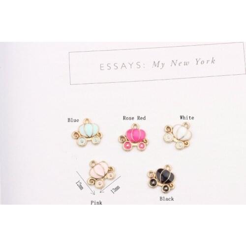 10PCS Alloy Pumpkin Car Enamel Pendant Charms Oil Drop Floating Charms DIY Bracelet Dangle Necklace Jewelry Accessory