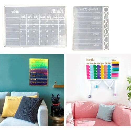 2 Pcs Mold Kit Nice Monthly Calendar Notepad Resin Mold & Weekly Planner Pad Silicone Molds