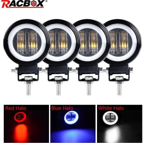 3 inch Angel Eyes LED Work Lights Car Headlights Round Square LED Spotlight Floodlight Driving Beam For SUV Truck ATV UTV Buses
