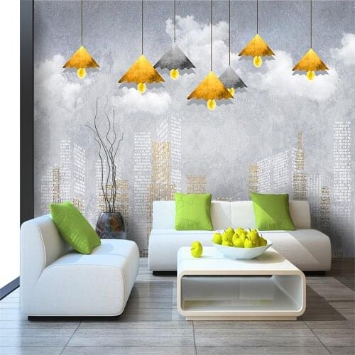 Custom 3d wallpaper modern minimalist city background golden light fashion gray background wall - silk waterproof material