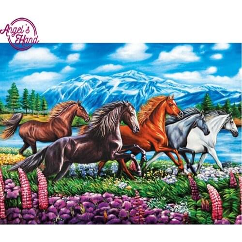 5D DIY diamond embroidery running horses diamond painting Cross Stitch full square Rhinestone mosaic home decoration gift