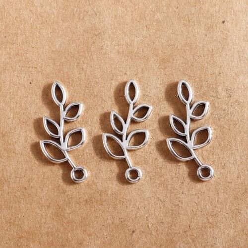 50pcs Hollow Leaves Charms Findings Ancient Silver Color Plants Pendant fit Bracelets Necklace Fashion Jewelry Accessories
