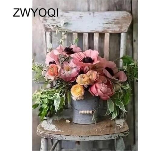 Full Round Diamond mosaic Sunflower rose 5D DIY Diamond painting Flower Full Square Diamond embroidery Cross stitch Wooden chair