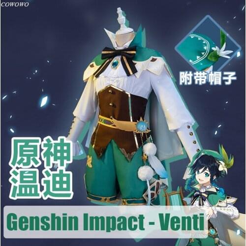 Anime! Genshin Impact Venti Game Suit Cool Lovely Uniform Cosplay Costume Halloween Party Outfit Women 2020 NEW Free Shipping