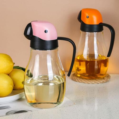 Oil Can Automatic Opening And Closing Parrot Beak Oil Can Glass Leak Proof Soy Sauce Bottle Kitchen Tools Oil Storage Tank