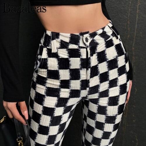 Bazaleas Women's Plaid Trousers
