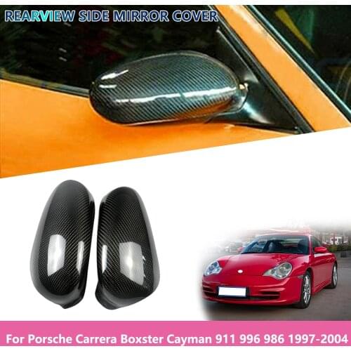 Car Side RearView Rear View Mirror Cover Trim Frame Carbon Fiber For Porsche Carrera Boxster Cayman 911 996 986 1997~2004