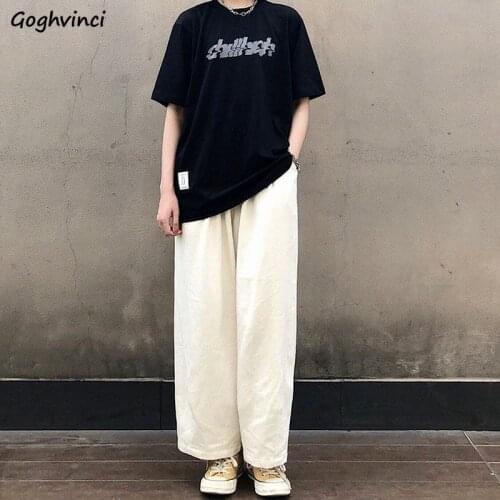 Pants Women Straight Boyfriend Harajuku Ulzzang All-match Comfortable Streetwear Summer Basic Pure Color Casual Loose Fashion