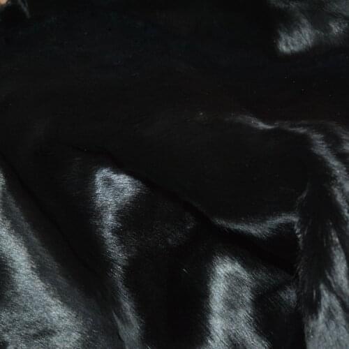 Black genuine horse leather real skin fur material whole piece