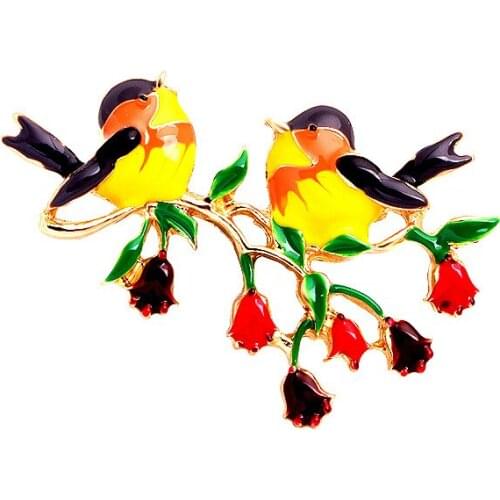 CINDY XIANG New Fashion Enamel Bird Brooch Pins Cute Animal Oriole Brooches Unisex Couple Lovers Jewelry Gift High Quality
