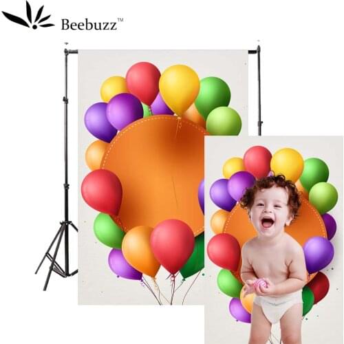 Colorful balloons background photography studio photophone orange birthday or holiday celebration photo shoot