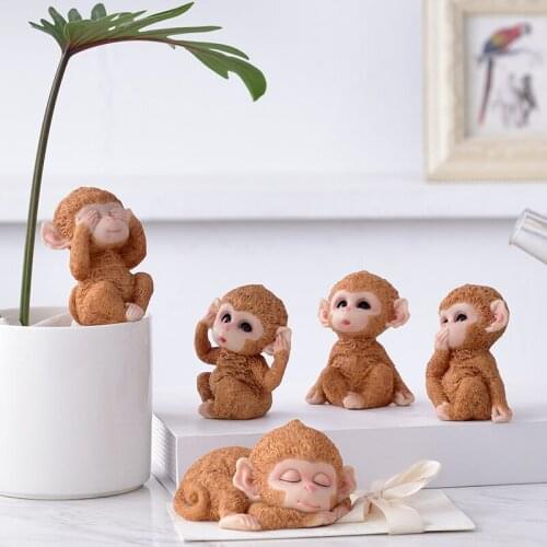 THREE NO MONKEY ART SCULPTURE DECORATION RESIN CRAFTS SIMULATION ANIMAL MINIATURE FIGURINES MODEL GARDEN HOME DECORATION R4775