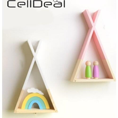 Triangle Storage Kids Baby Wooden Storage Book Shelf Home Room Nordic Style Wall Shelf Shelves for Wall Storage Shelf