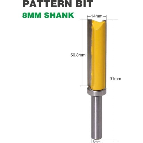 1PC 8mm Shank Template Trim Hinge Mortising Router Bit Straight end mill trimmer cleaning flush trim Tenon Cutter forWoodworking