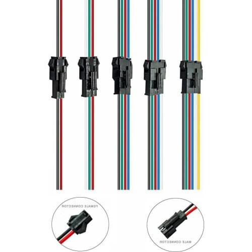 JST Connector Male And Female 2/3/4/5/6pin For Led Strip WS2812B SK6812 5050 10/50/100pair 15cm Wire