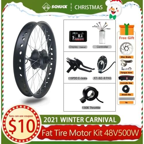 Fat Tire Bicycle 36V 500W 48V500W Ebike 20 26 Inch 4.0 Dropout Front Hub Motor Wheel 30-32KM Snow Beach Bike Conversion Kit