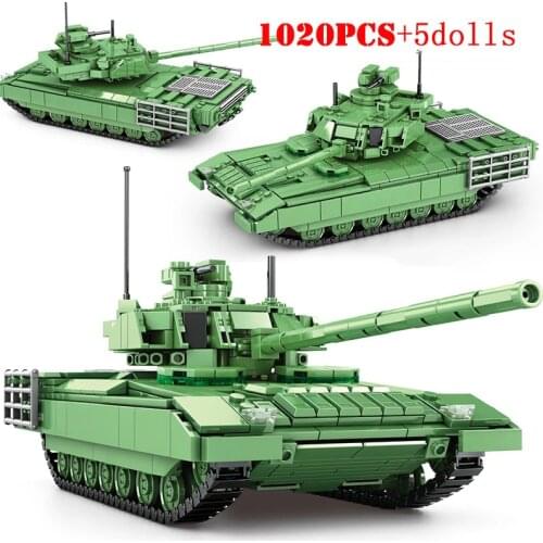 City WW2 Russia T-14 Armata Main Battle Tank Building Blocks Military Army Vehicle Figures Model Bricks Educational Toys For Kid