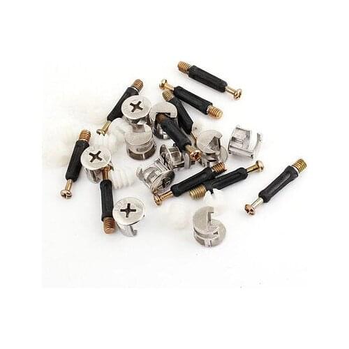 Furniture Connecting 15mm x 14mm Cam Fitting Dowel Pre-inserted Nut 10 Sets