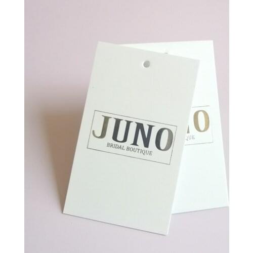 Fashion custom hang tag with hot stamp silver foil shiny gold stamp foil hang tag logo print